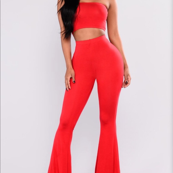 red two piece outfit